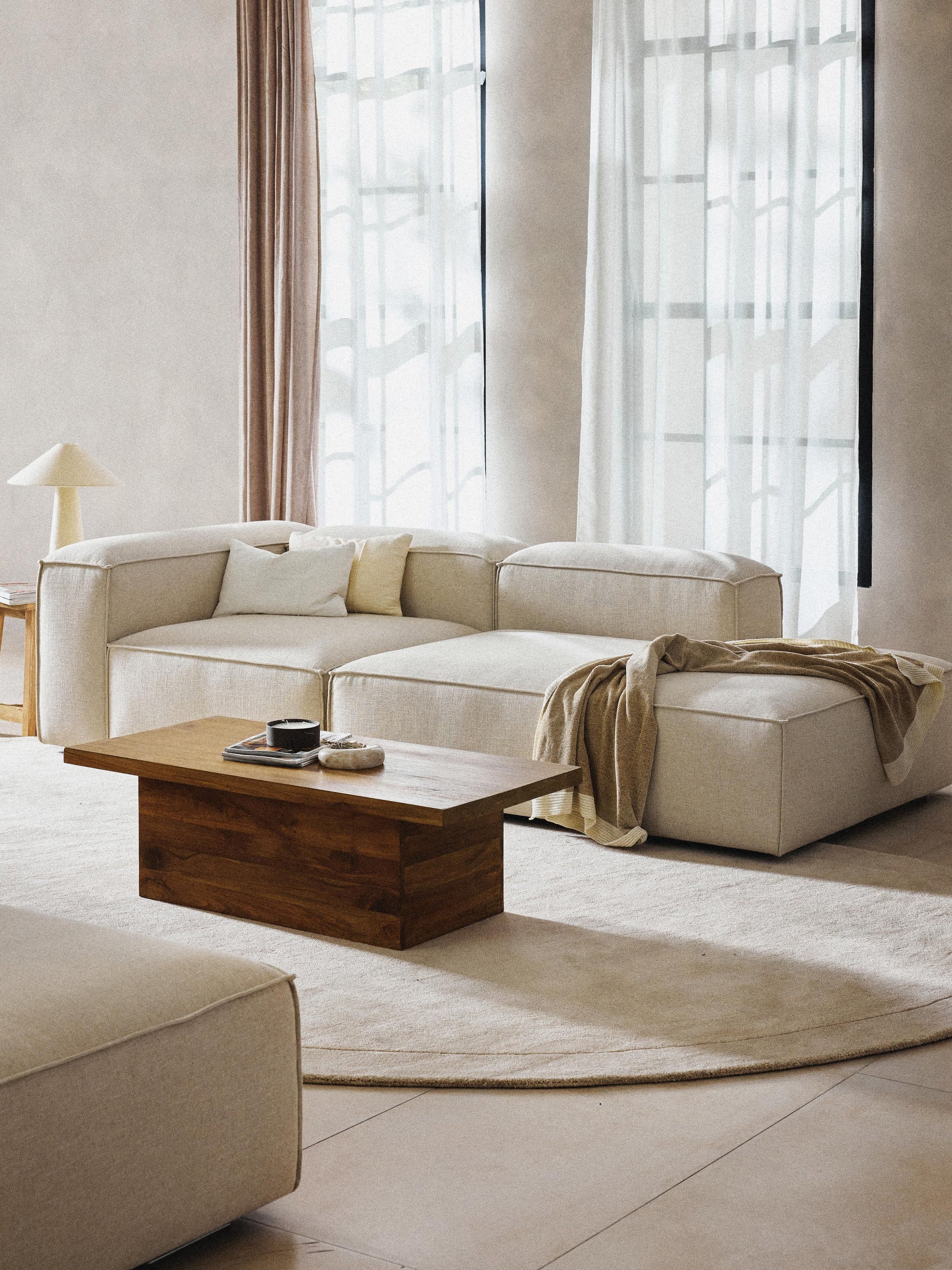 Lennick Modular Linen Blend Ottoman