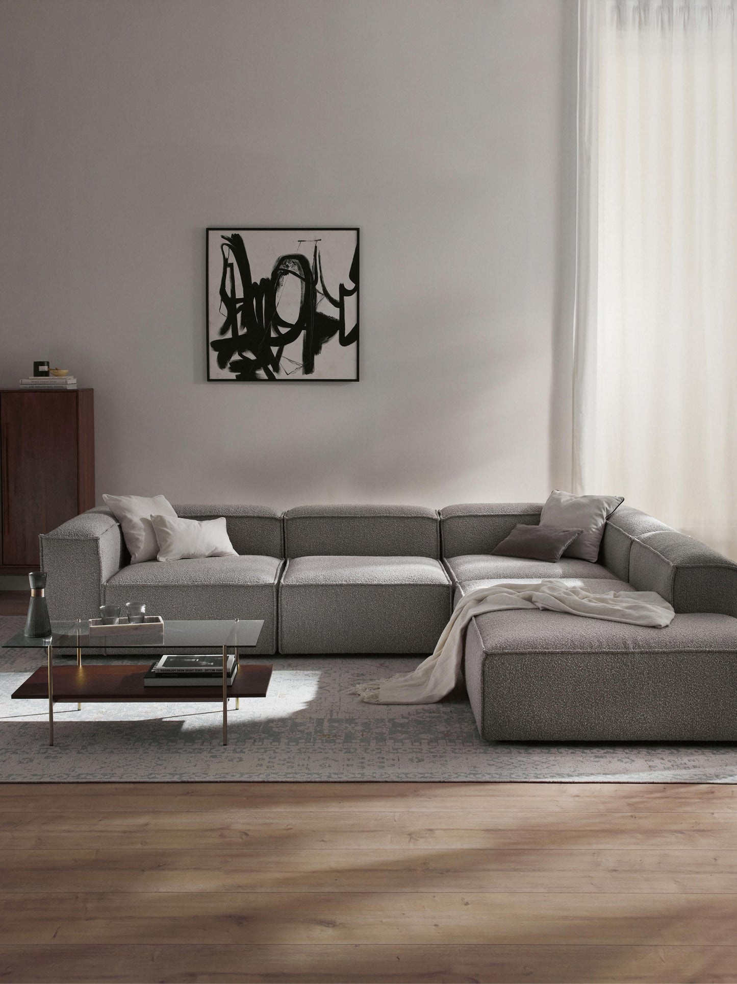 Lennick Modular XL Bouclé Corner Sofa (4-Seater)