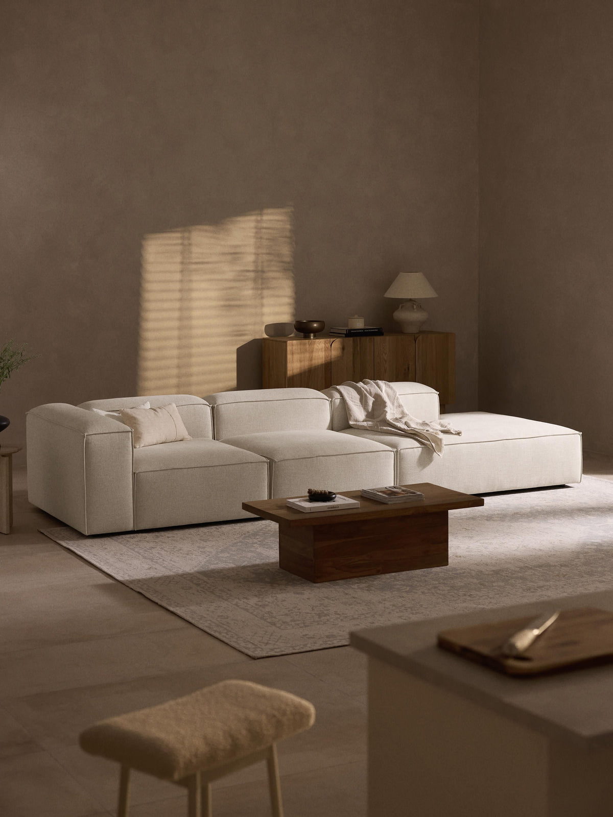Lennick Modular XL Ottoman in Linen Blend