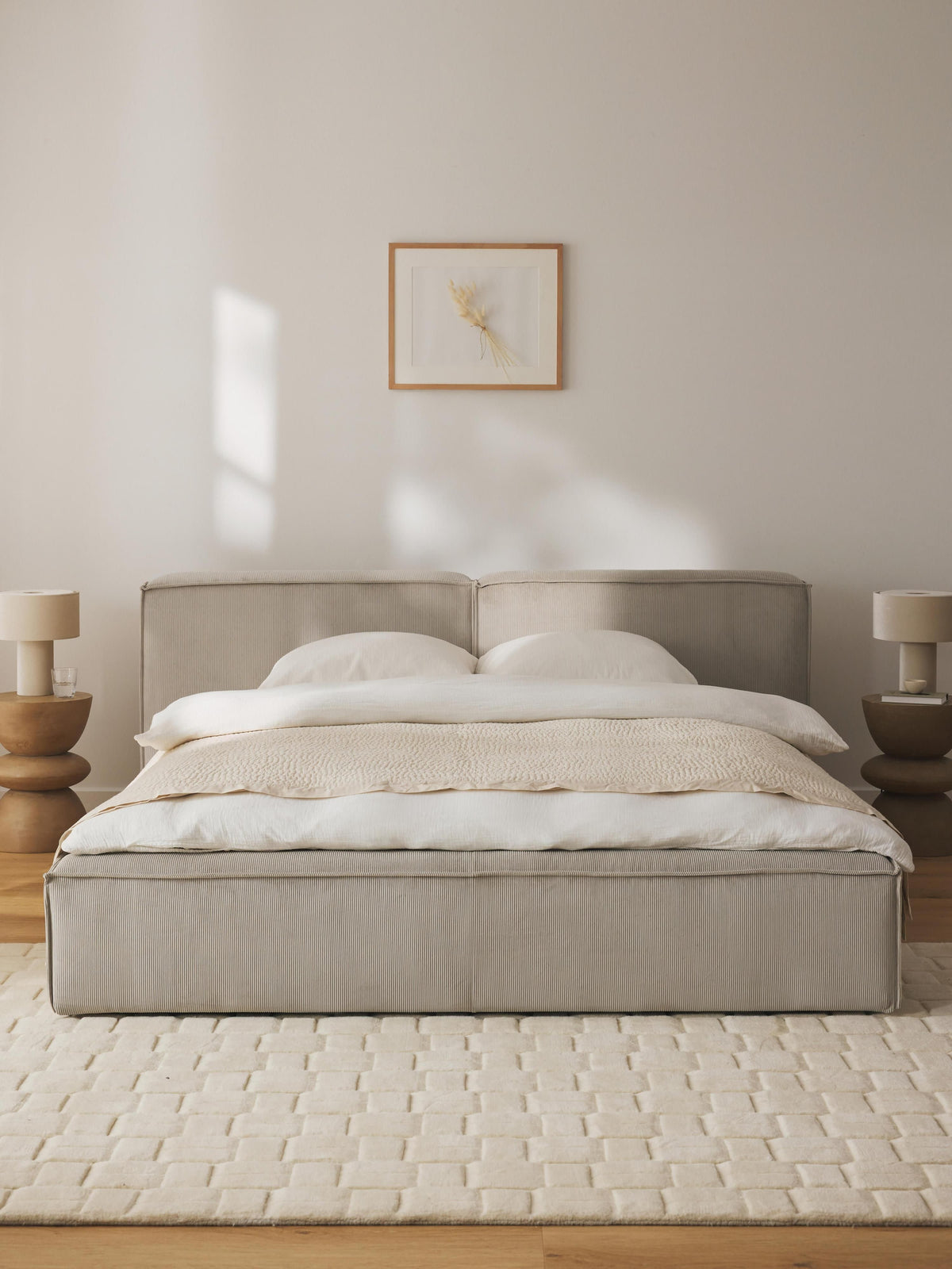 Lennick Upholstered Corduroy Bed with Storage