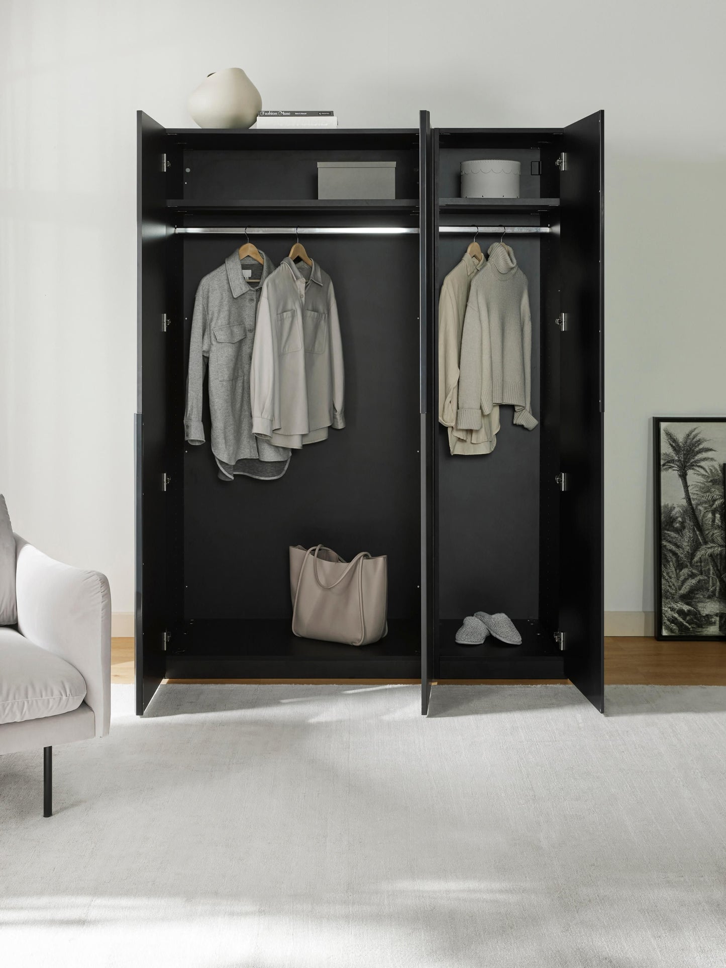 Leonzo Modular Hinged-Door Wardrobe, 150 cm Wide, in Various Sizes