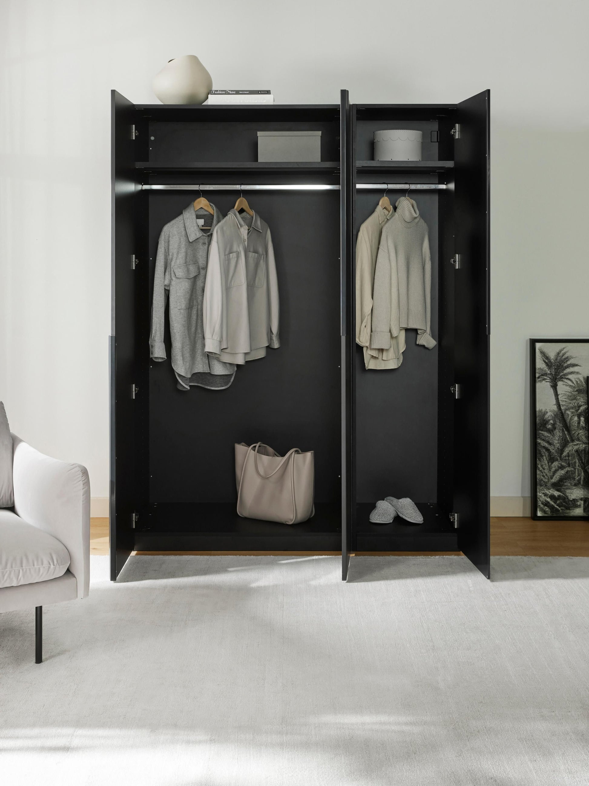 Leonzo Modular Hinged-Door Wardrobe, 150 cm Wide, in Various Sizes