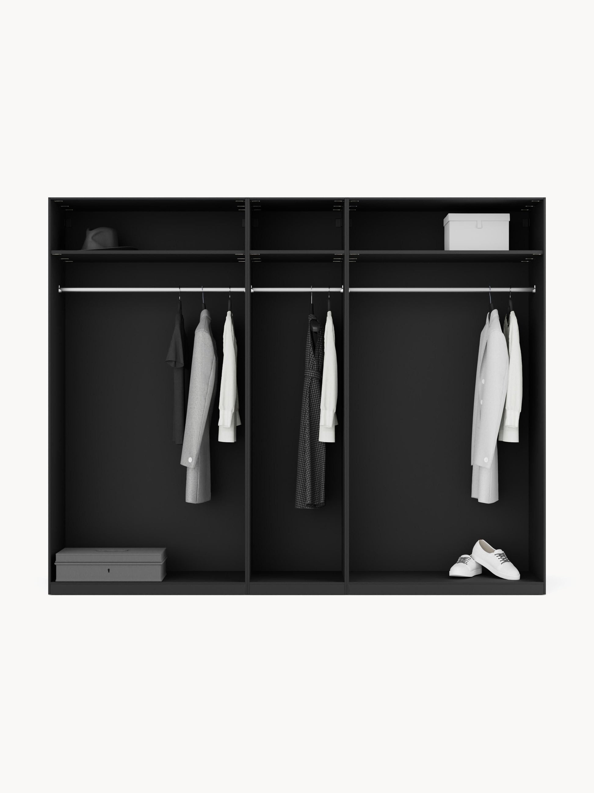 Leonzo Modular Hinged-Door Wardrobe, 250 cm Wide, in Various Sizes