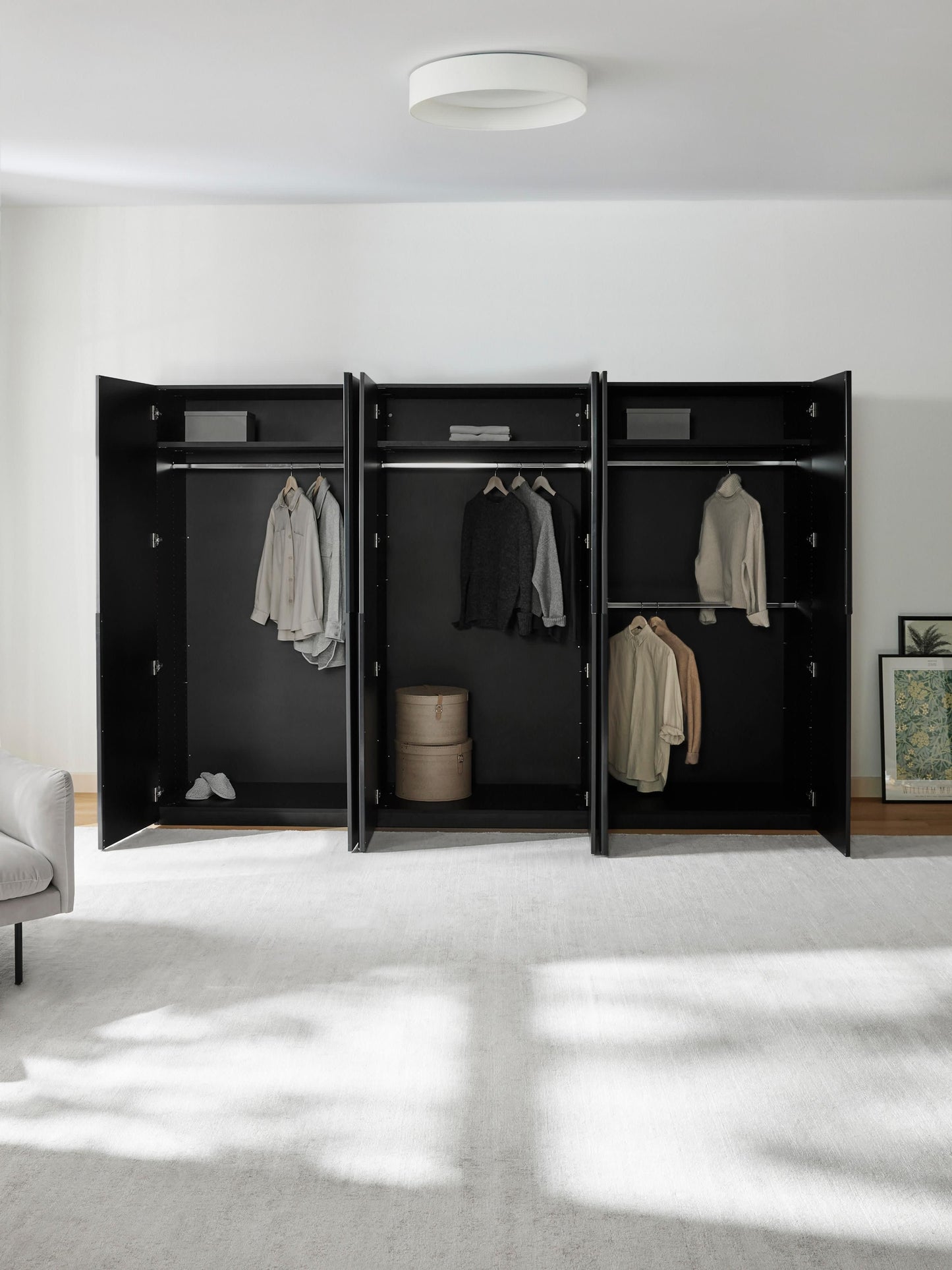 Leonzo Modular Hinged-Door Wardrobe, 300 cm Wide, in Various Sizes