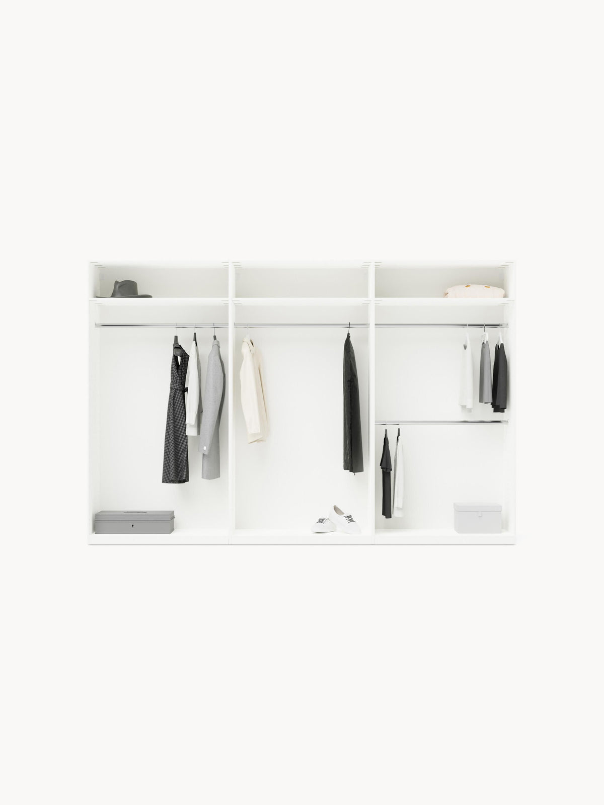 Leonzo Modular Hinged-Door Wardrobe, 300 cm Wide, in Various Sizes