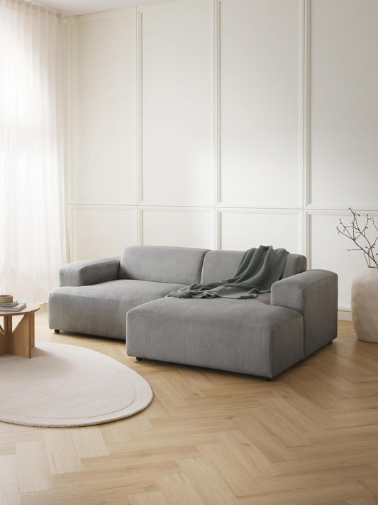 Melisa Corner Sofa in Corduroy, 3-Seater