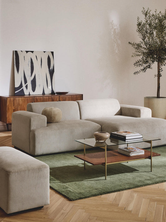 Melisa Corner Sofa in Corduroy, 3-Seater