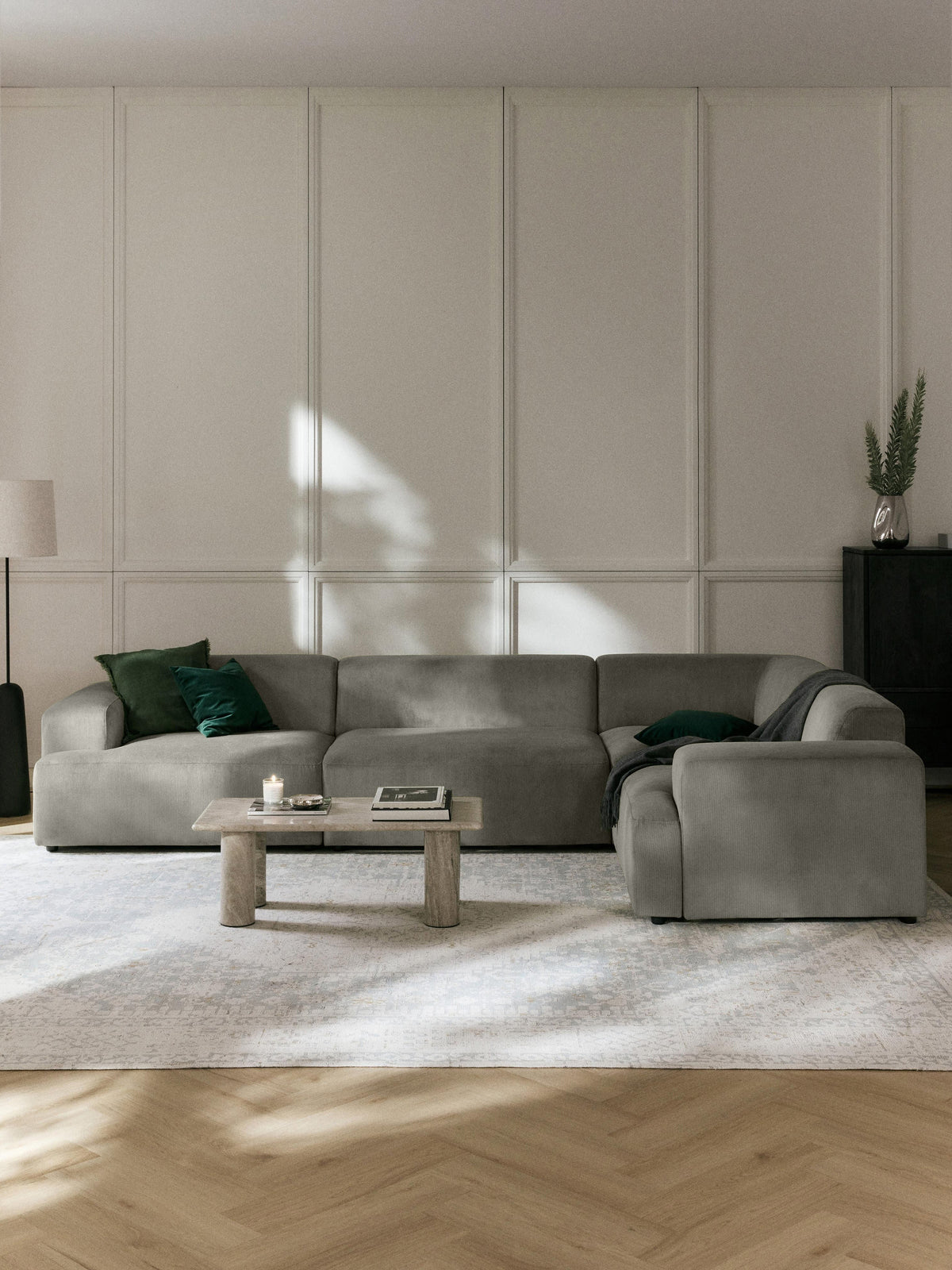 Melisa Large Corduroy Corner Sofa (4-Seater)