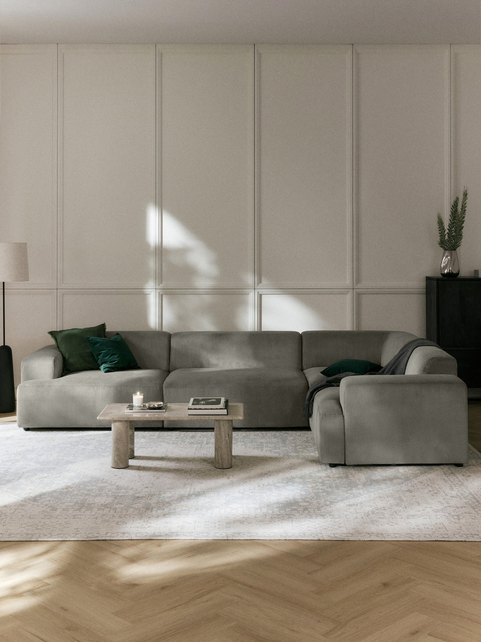 Melisa Large Corduroy Corner Sofa (4-Seater)