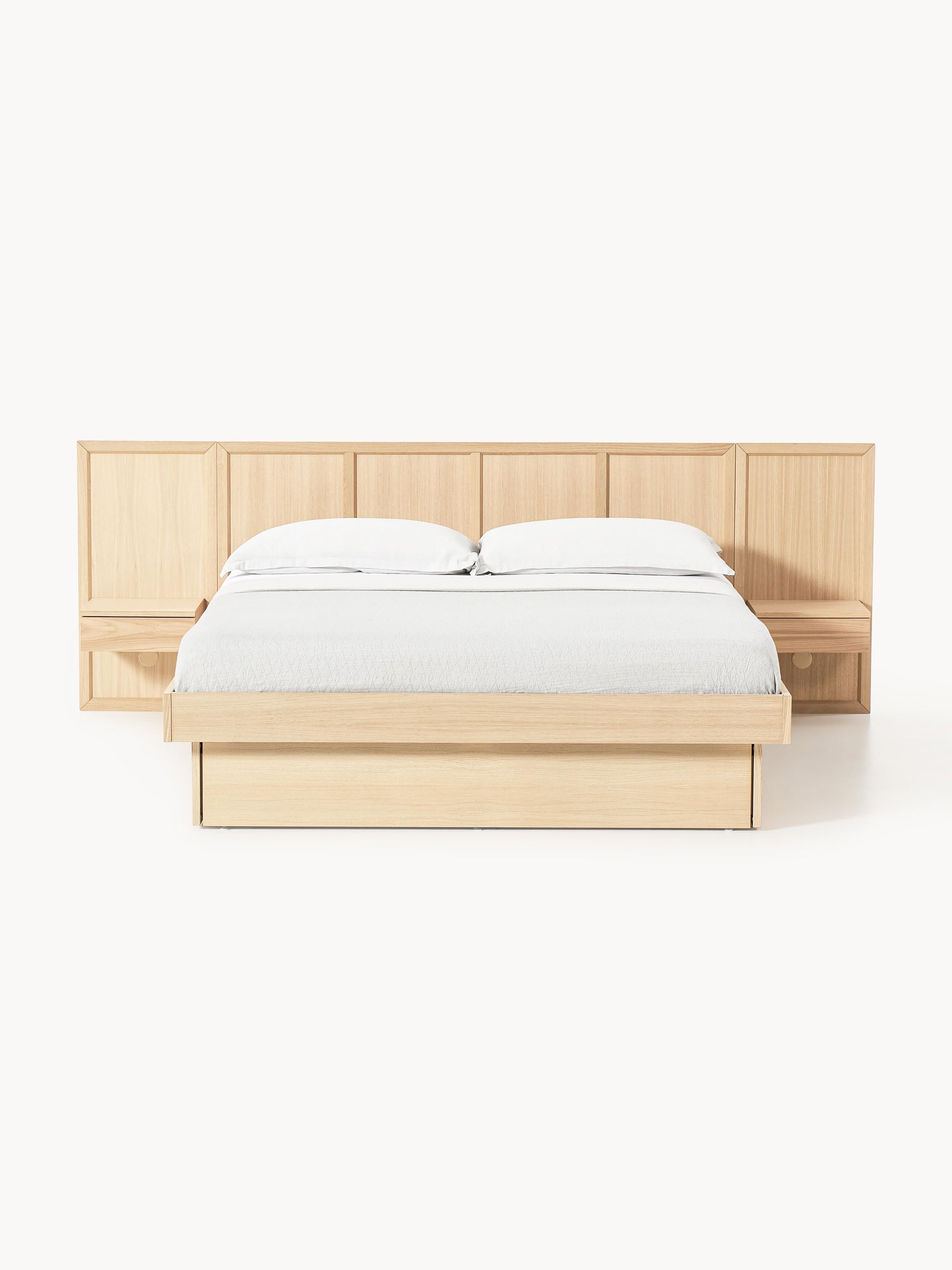 Nantica Wooden Bed with Headboard and Bedside Tables