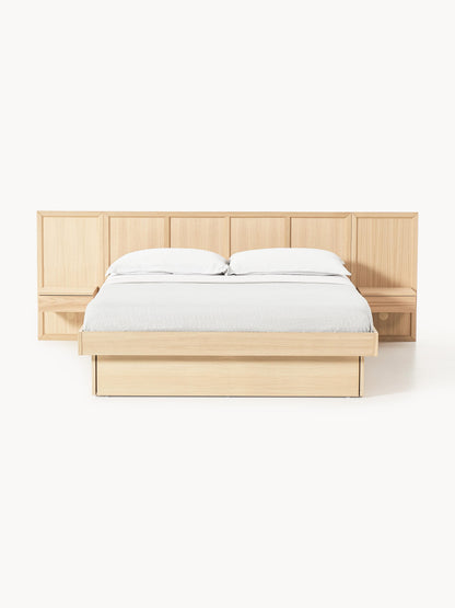 Nantica Wooden Bed with Headboard and Bedside Tables