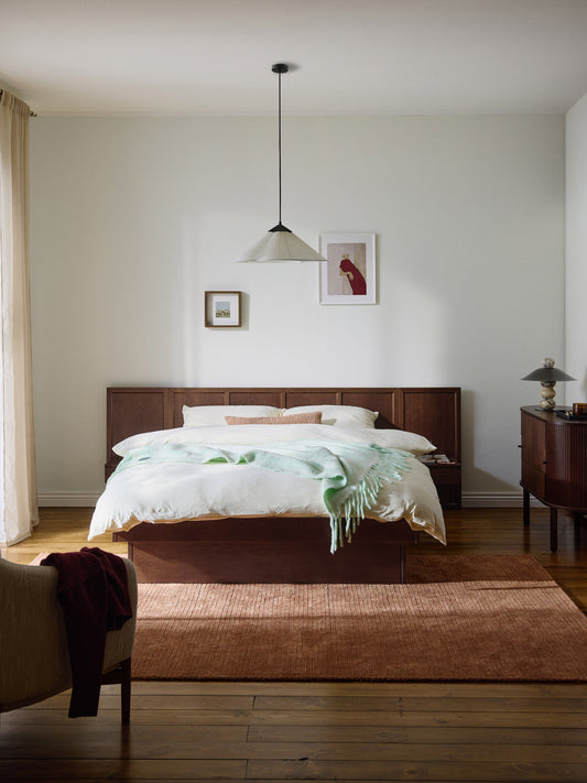 Nantica Wooden Bed with Headboard and Bedside Tables