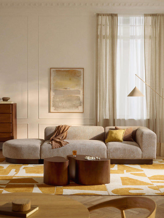 Natera Modular Ottoman in Teddy Bouclé with Stool (Left/Right)