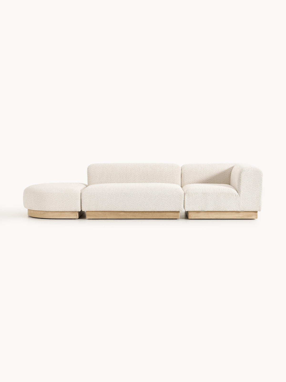 Natera Modular Ottoman in Teddy Bouclé with Stool (Left/Right)