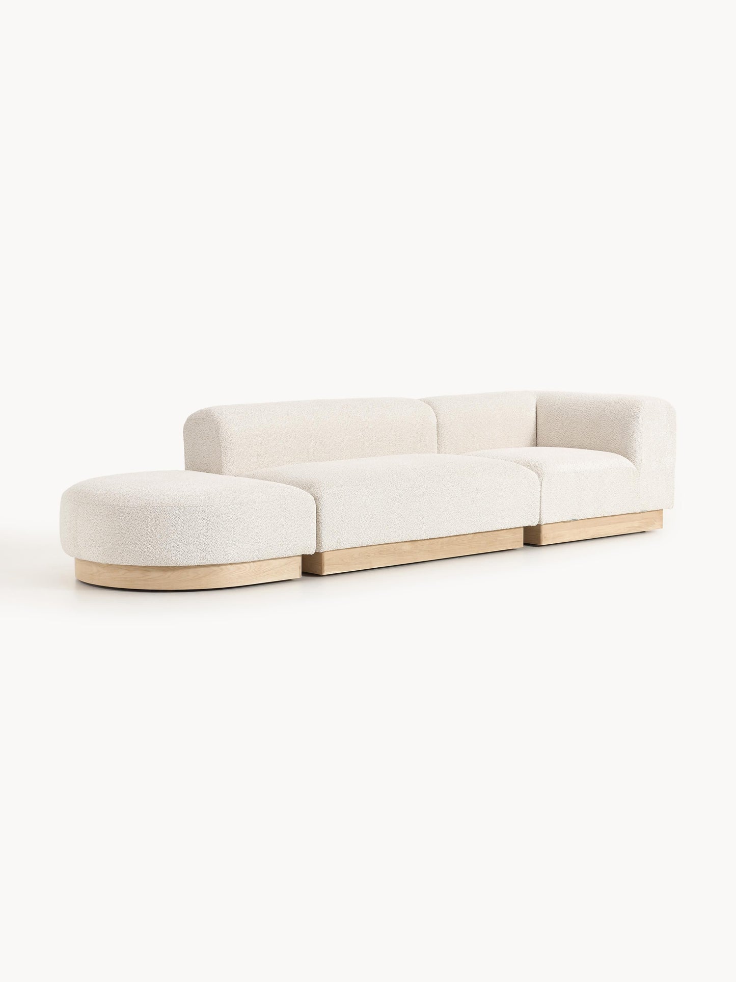 Natera Modular Ottoman in Teddy Bouclé with Stool (Left/Right)