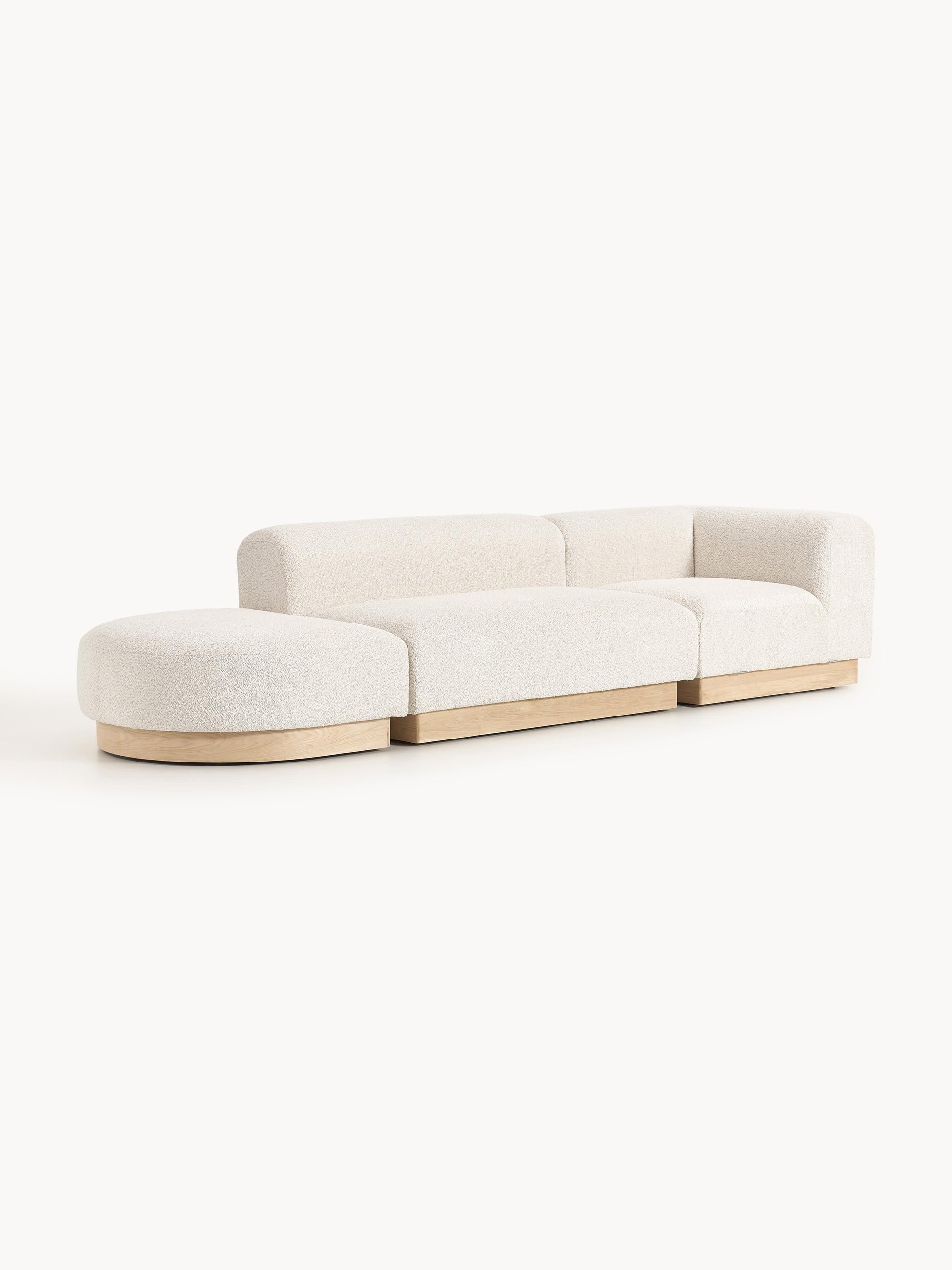 Natera Modular Ottoman in Teddy Bouclé with Stool (Left/Right)
