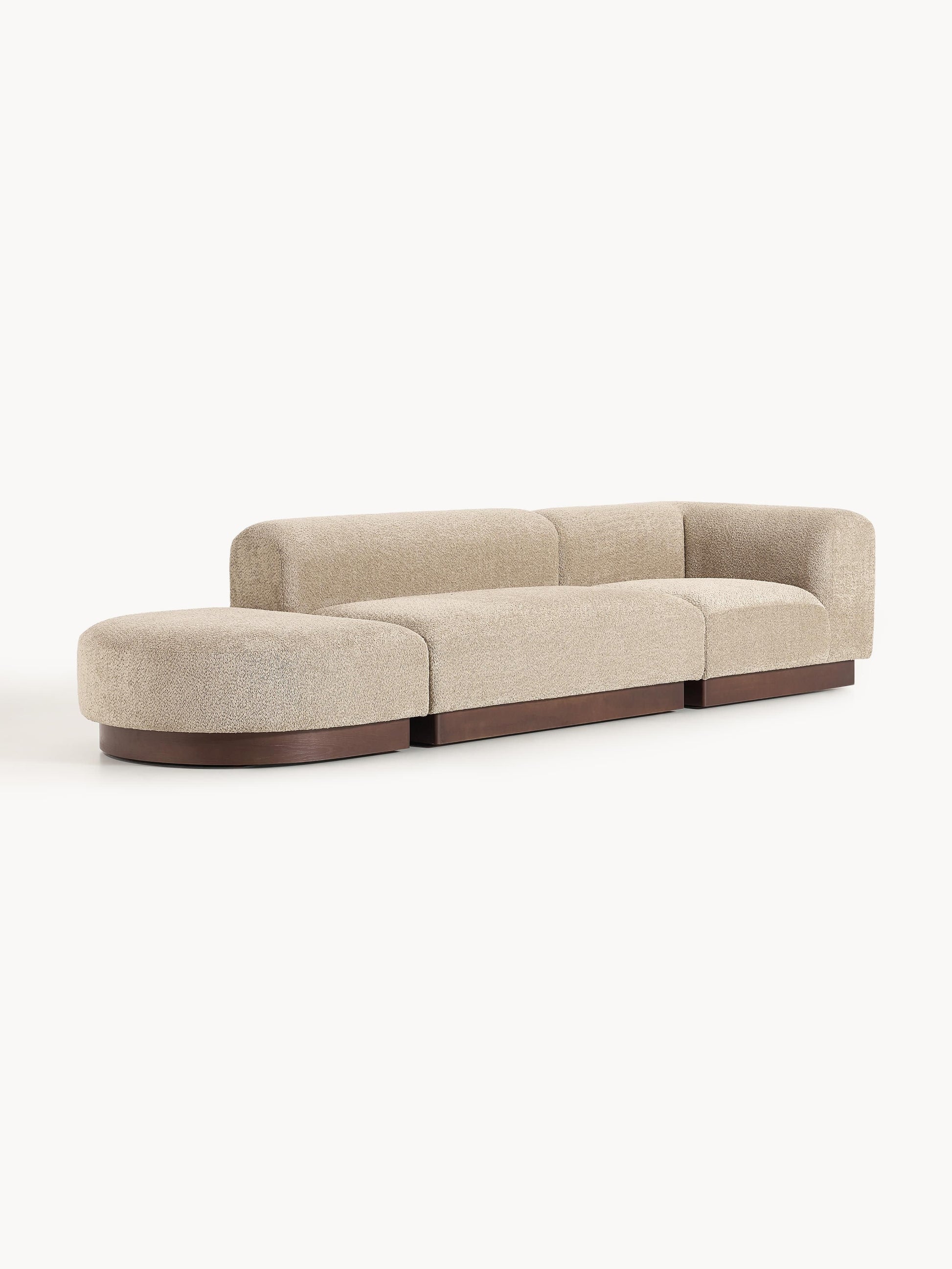 Natera Modular Ottoman in Teddy Bouclé with Stool (Left/Right)