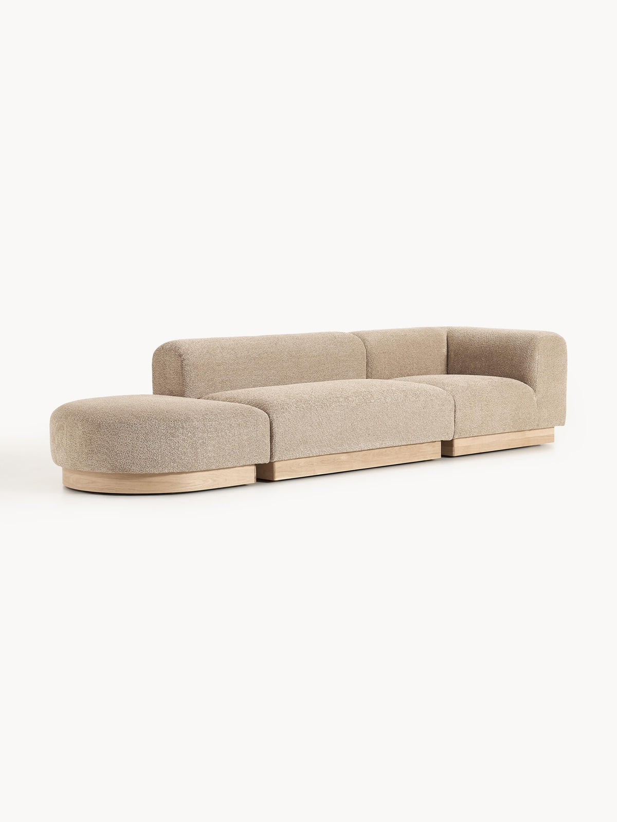 Natera Modular Ottoman in Teddy Bouclé with Stool (Left/Right)