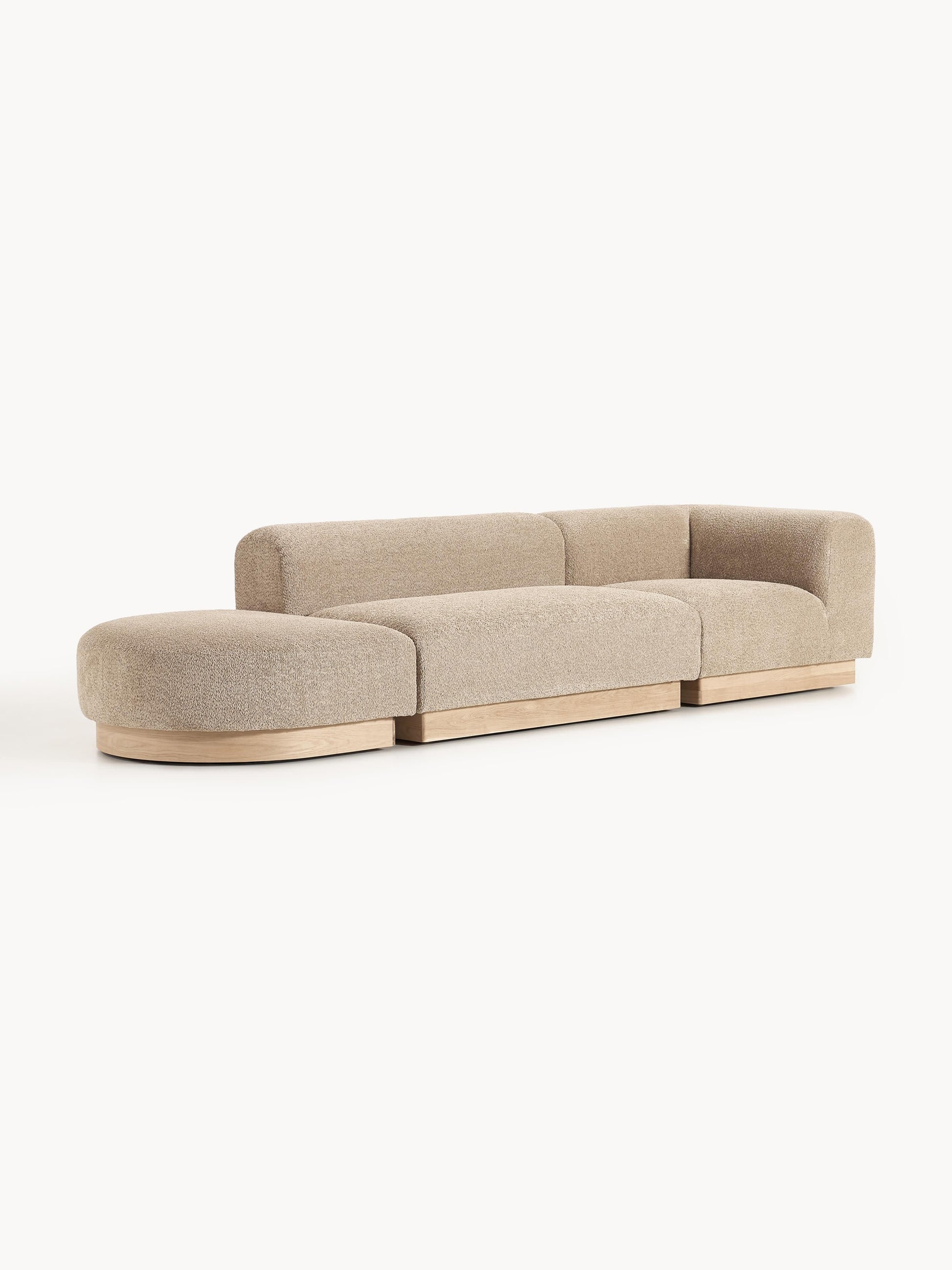 Natera Modular Ottoman in Teddy Bouclé with Stool (Left/Right)