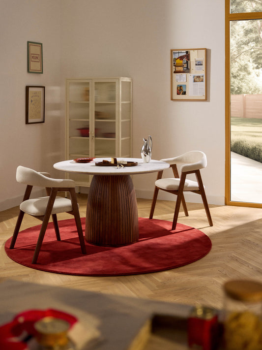 Nellow Round Dining Table with Marble Tabletop, Ø 115 cm
