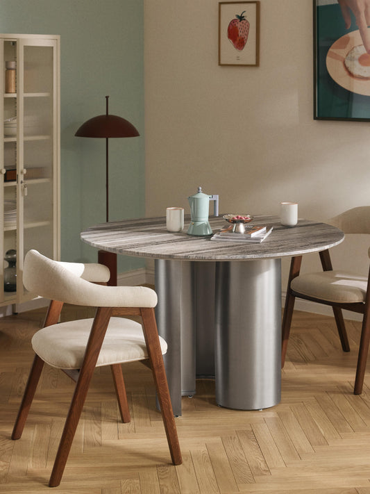 Noamin Round Dining Table with Marble Tabletop, Ø 120 cm