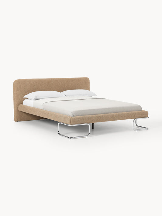 Olinka Bouclé Upholstered Bed with Metal Legs