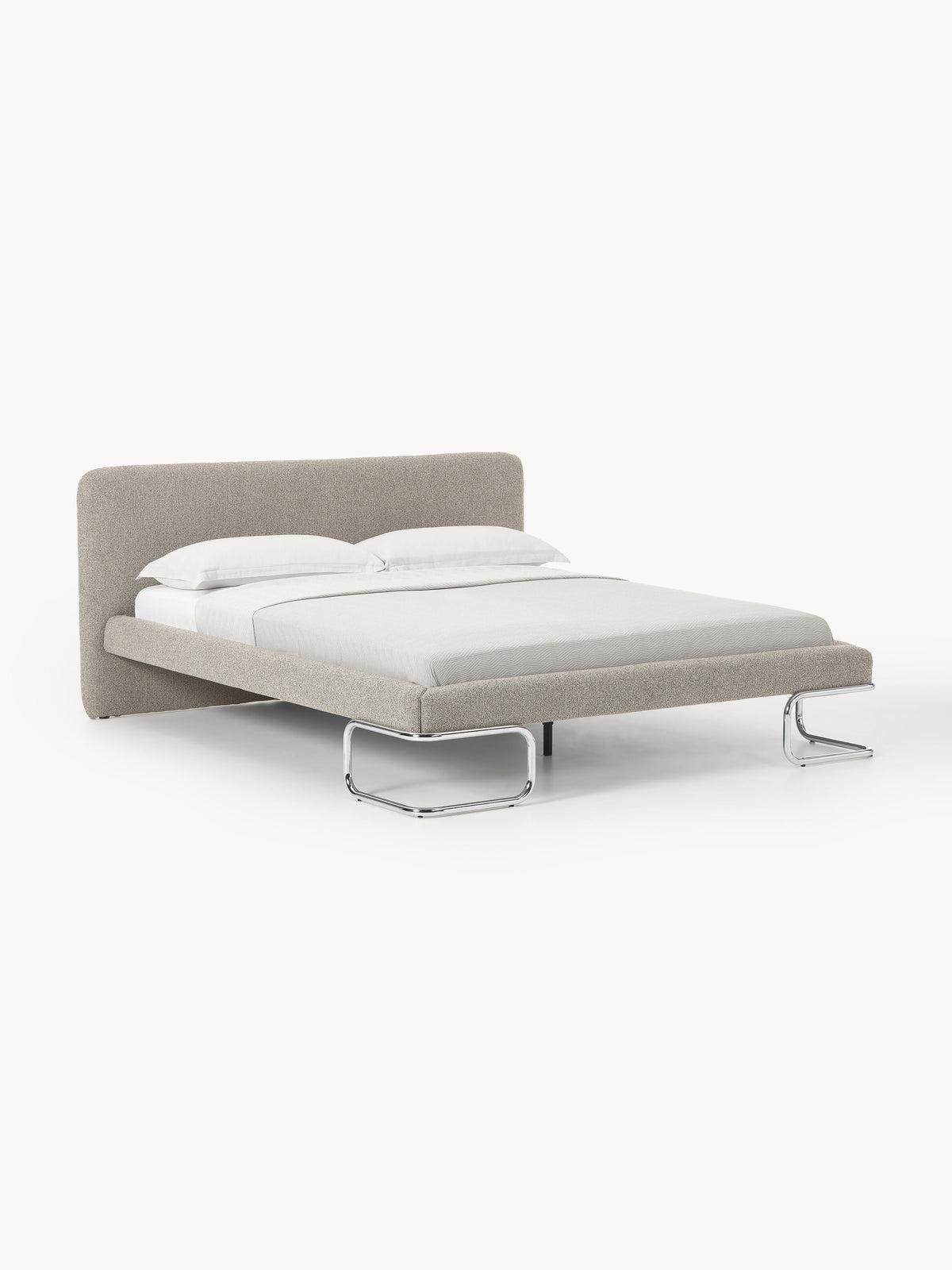 Olinka Bouclé Upholstered Bed with Metal Legs