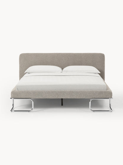 Olinka Bouclé Upholstered Bed with Metal Legs