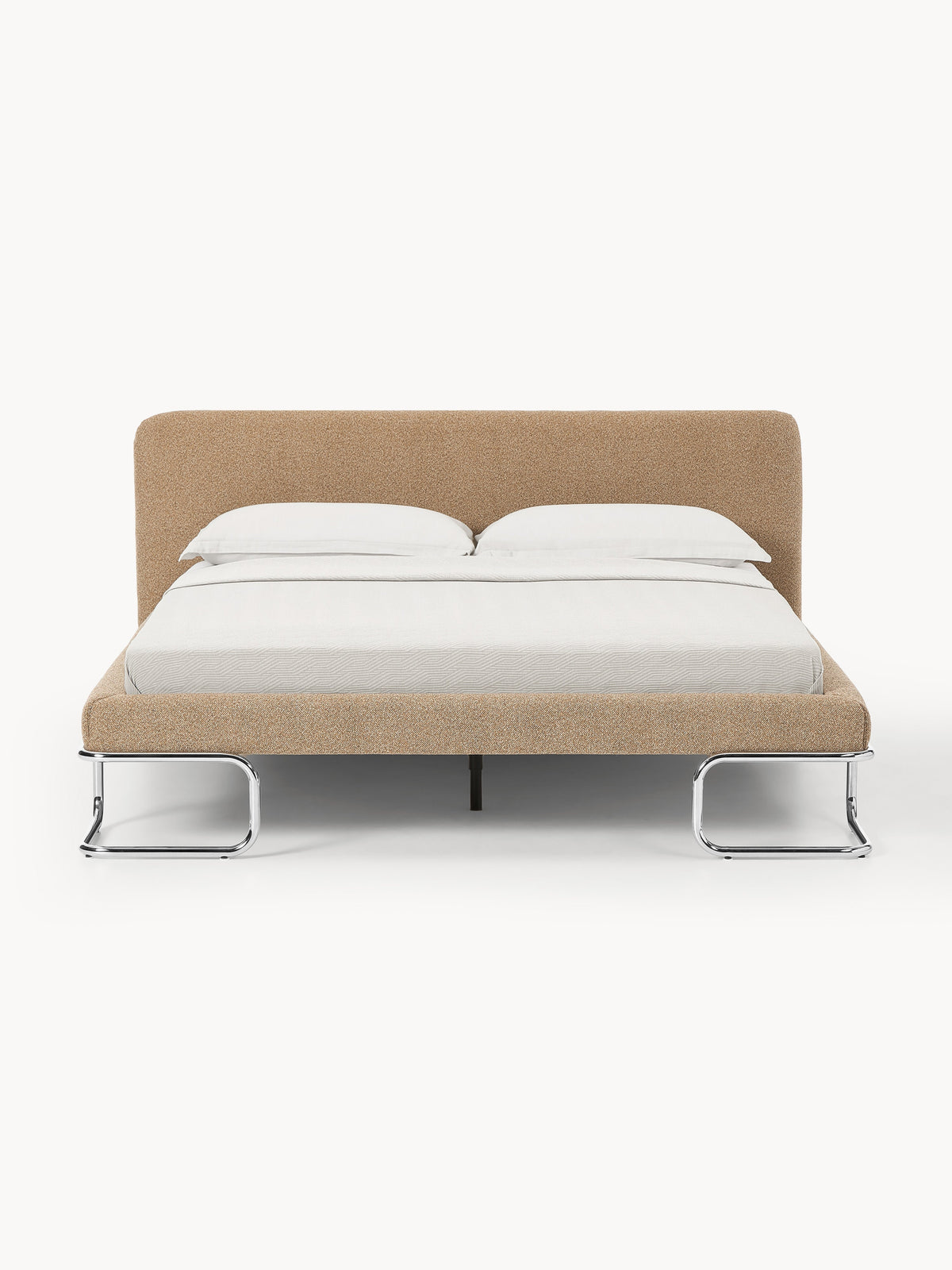 Olinka Bouclé Upholstered Bed with Metal Legs