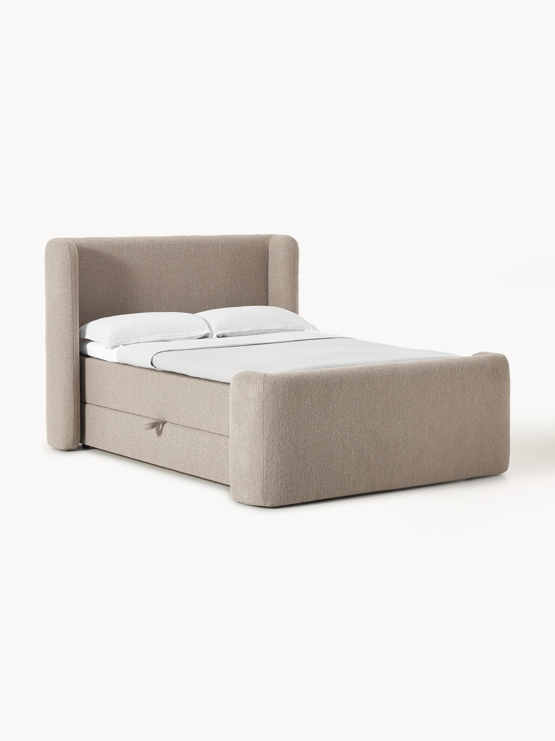 Perlita Bouclé Box Spring Bed with Storage