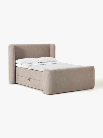 Perlita Bouclé Box Spring Bed with Storage
