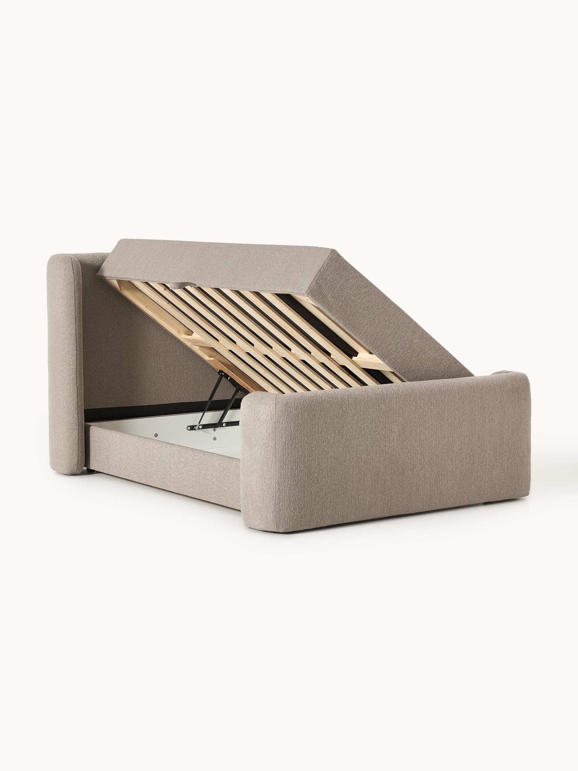 Perlita Bouclé Box Spring Bed with Storage
