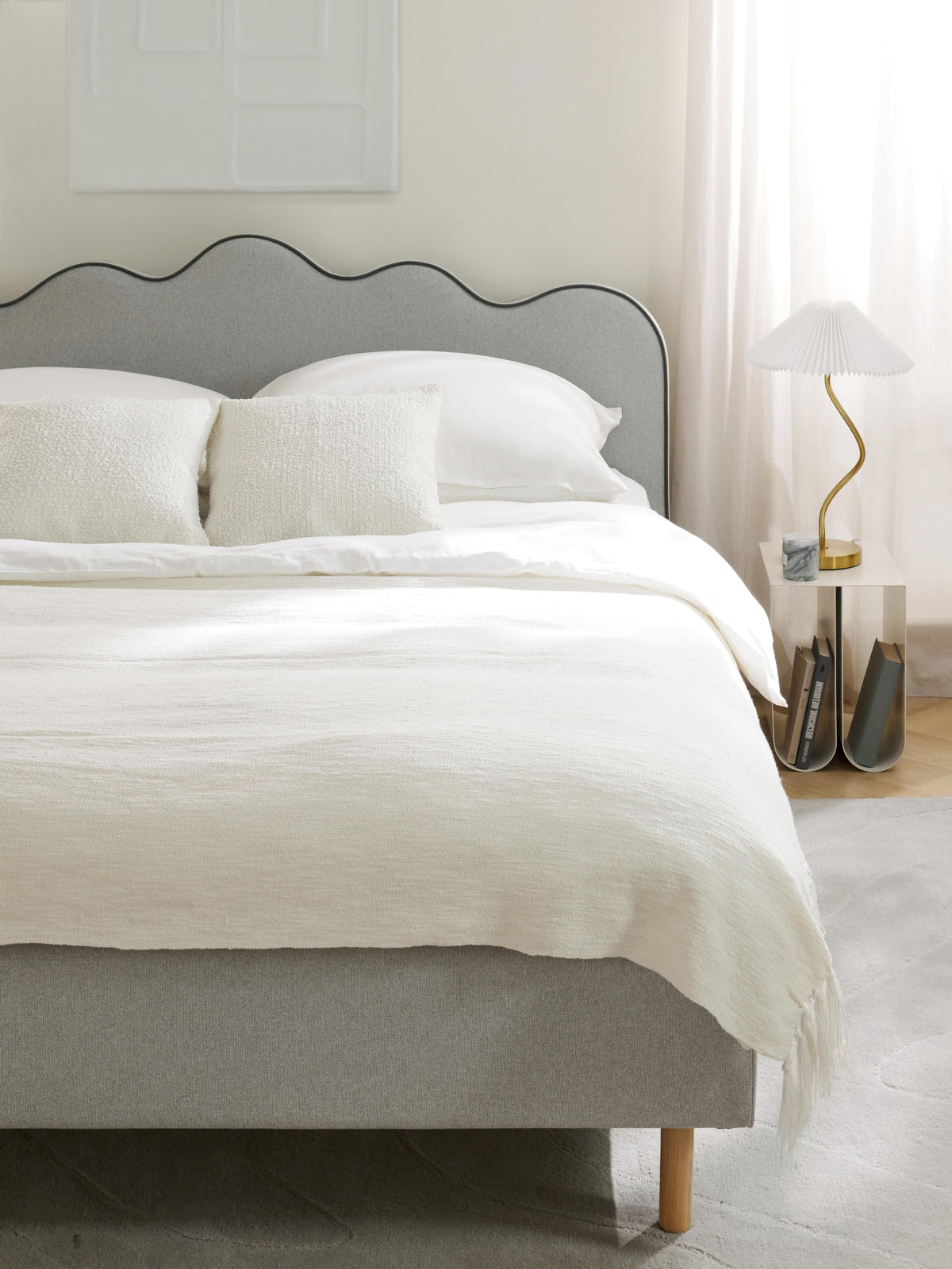 Romilla Upholstered Bed with Wavy Headboard
