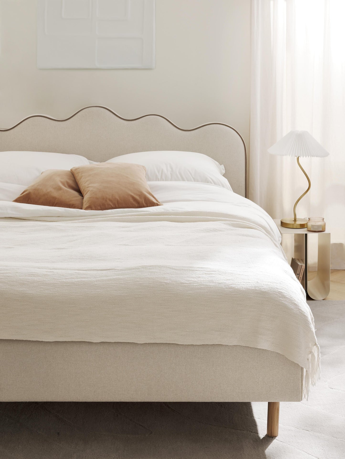 Romilla Upholstered Bed with Wavy Headboard
