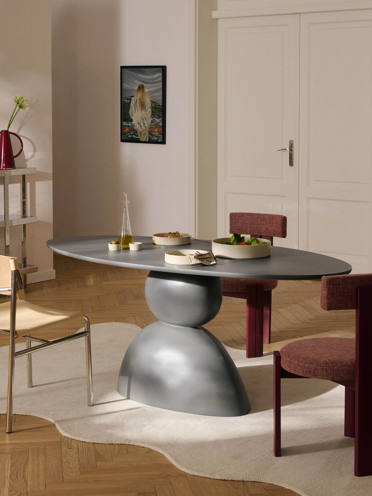 Sahrena Oval Dining Table with Organic Design, 180 x 90 cm