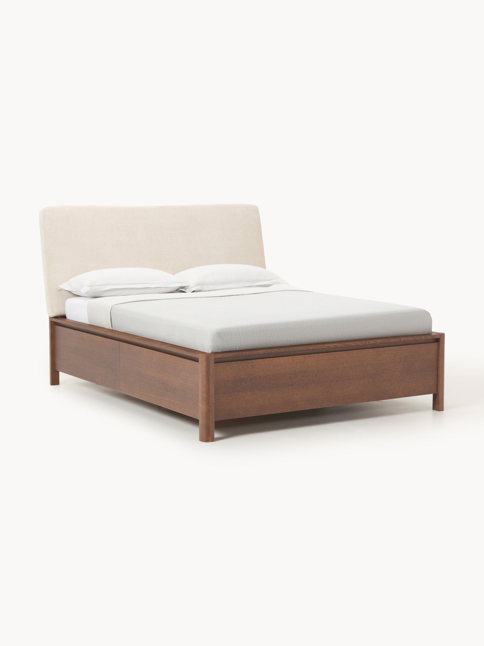 Santeno Wooden Bed with Drawers and Upholstered Headboard