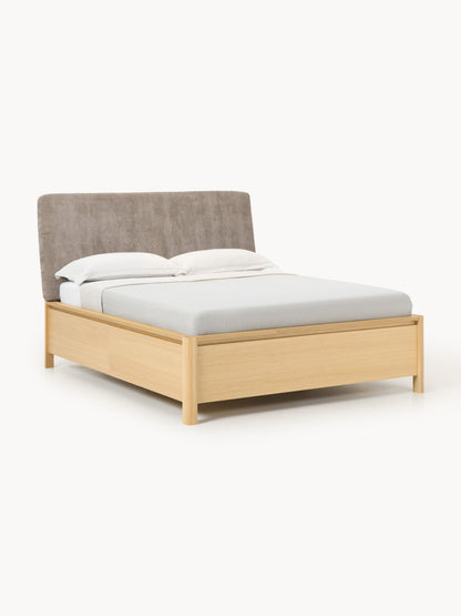 Santeno Wooden Bed with Drawers and Upholstered Headboard