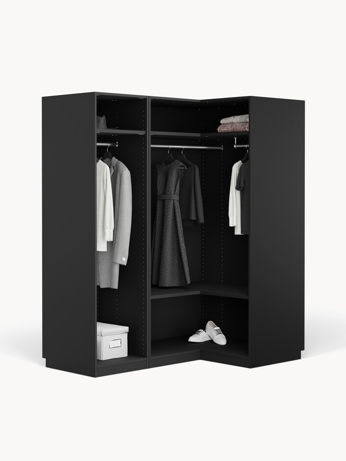 Simonetta Modular Corner Wardrobe, 165 cm Wide, in Various Sizes