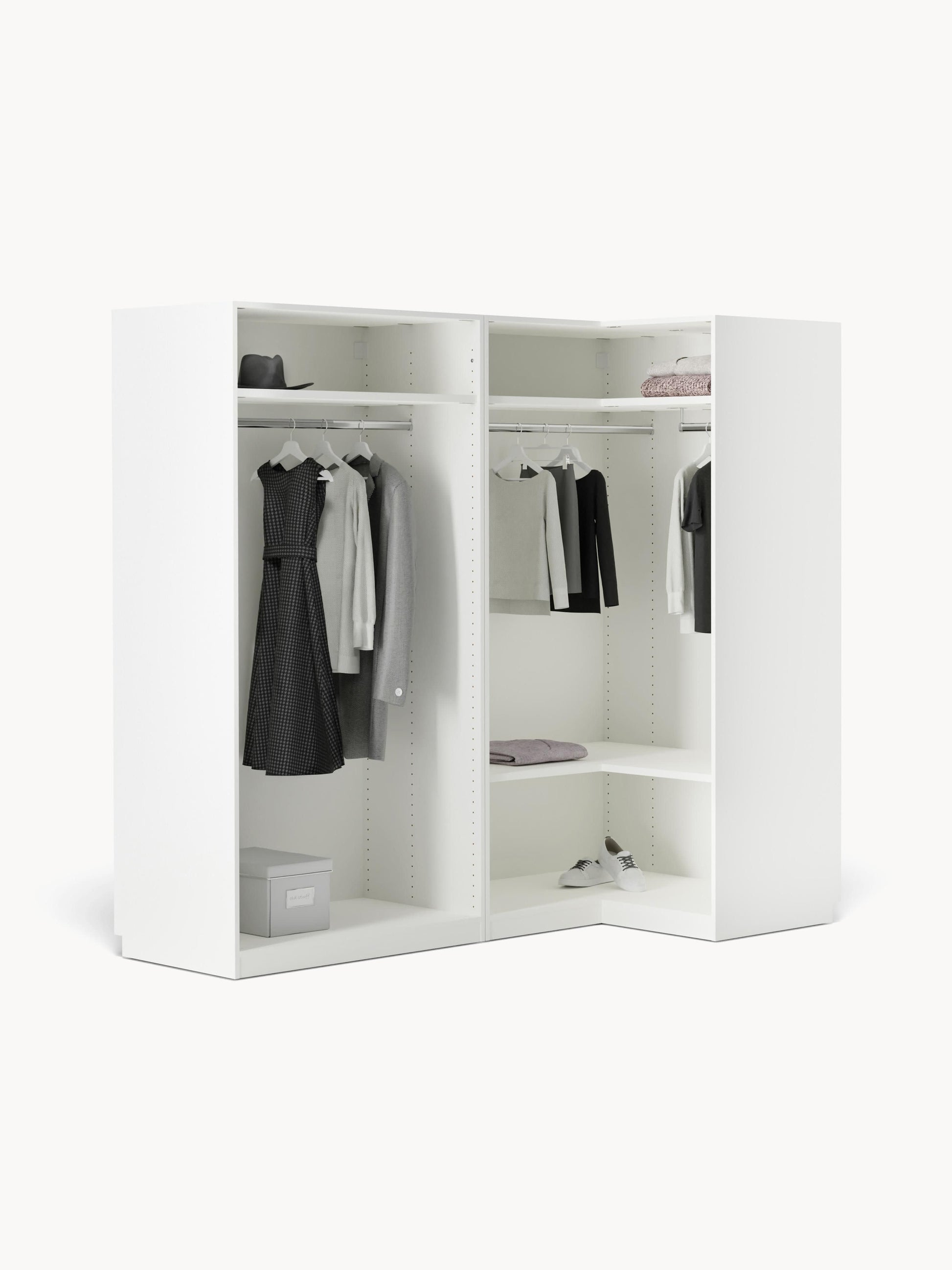 Simonetta Modular Corner Wardrobe, 215 cm Wide, in Various Sizes