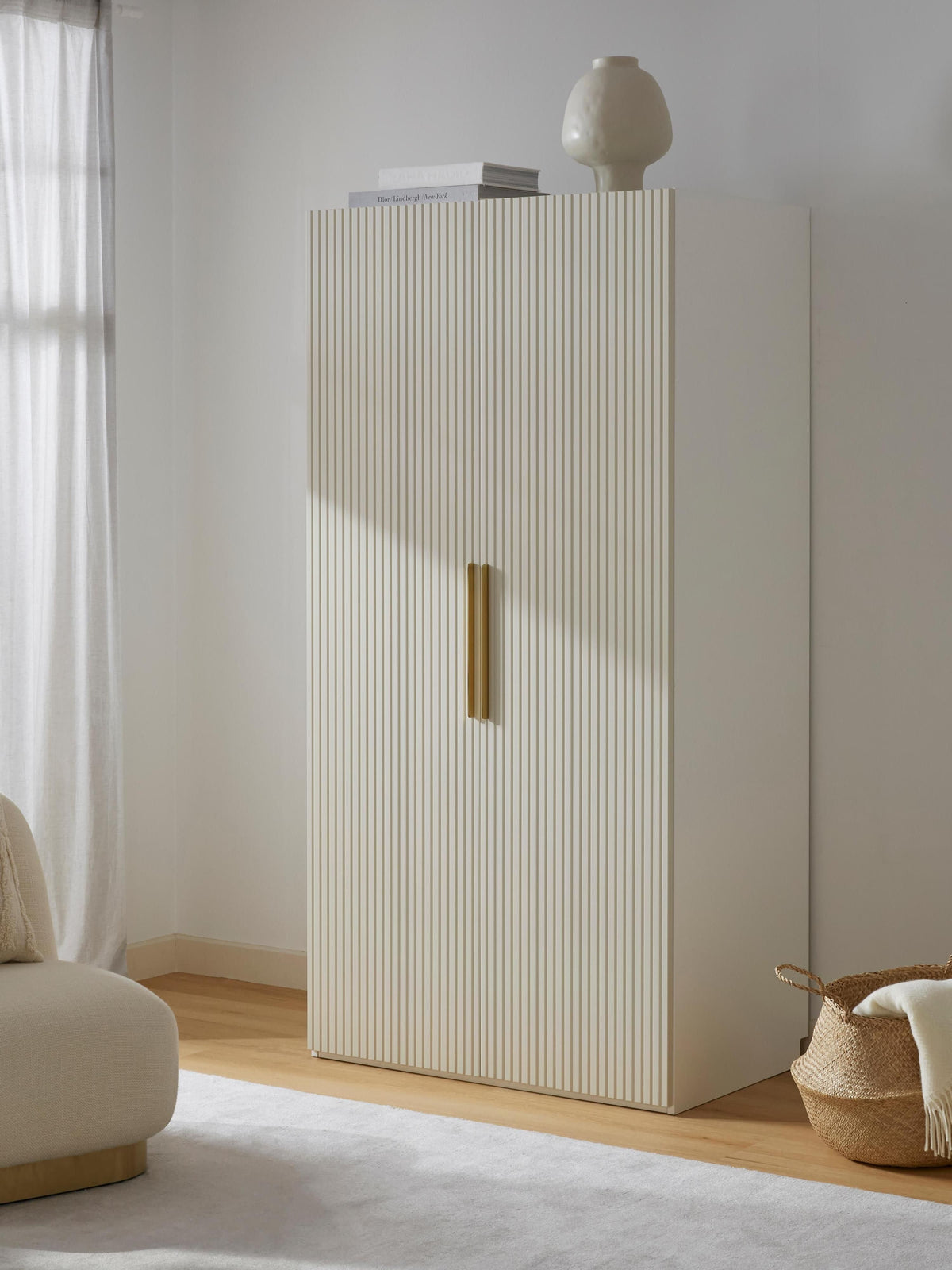 Simonetta Modular Hinged-Door Wardrobe, 100 cm Wide, in Various Sizes