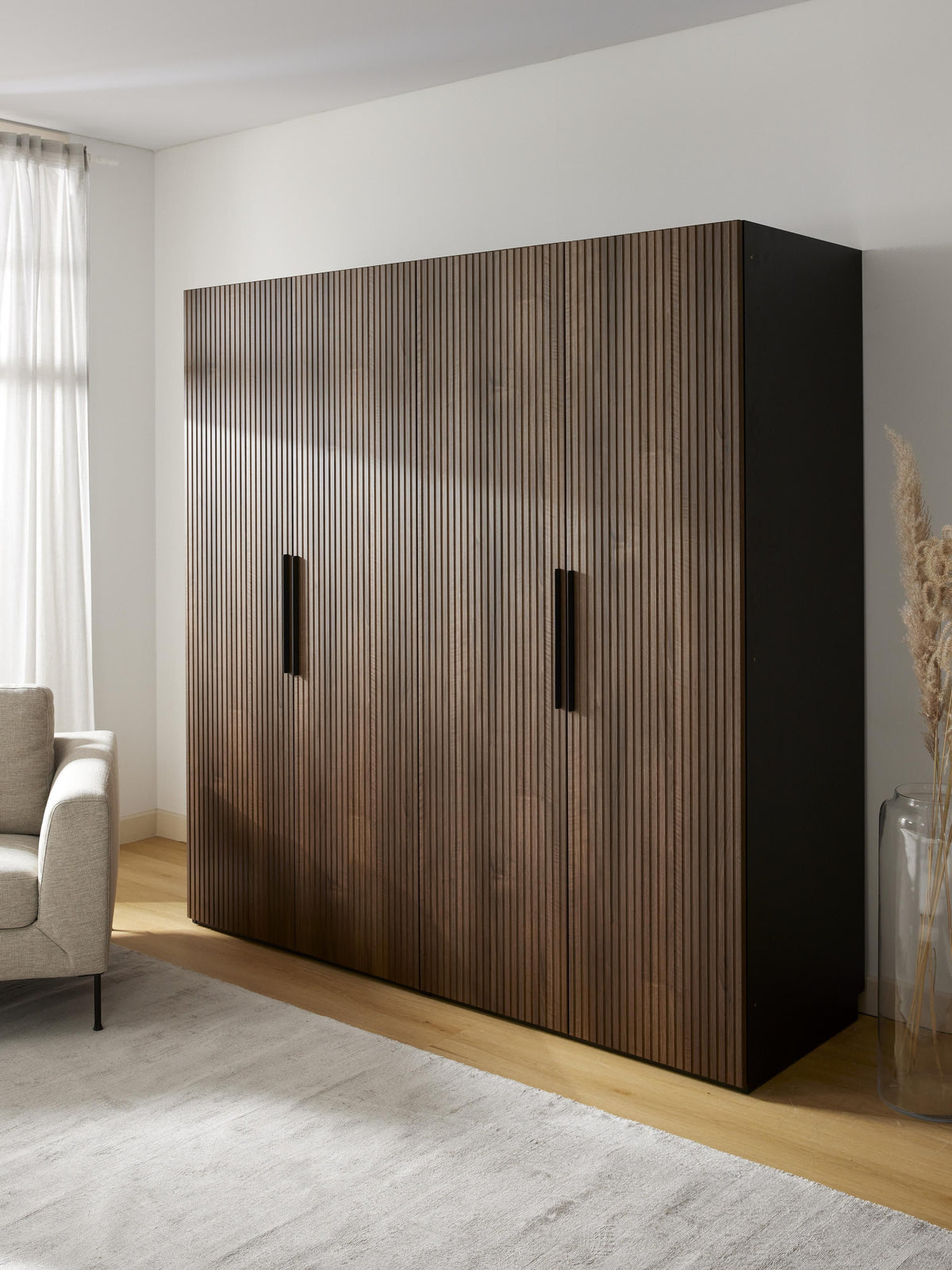 Simonetta Modular Hinged-Door Wardrobe, 200 cm Wide, in Various Sizes