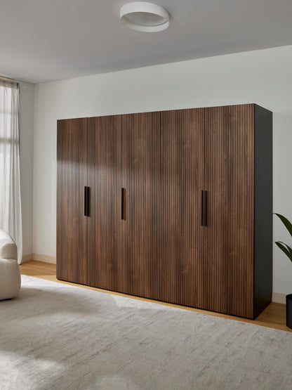 Simonetta Modular Hinged-Door Wardrobe, 250 cm Wide, in Various Sizes
