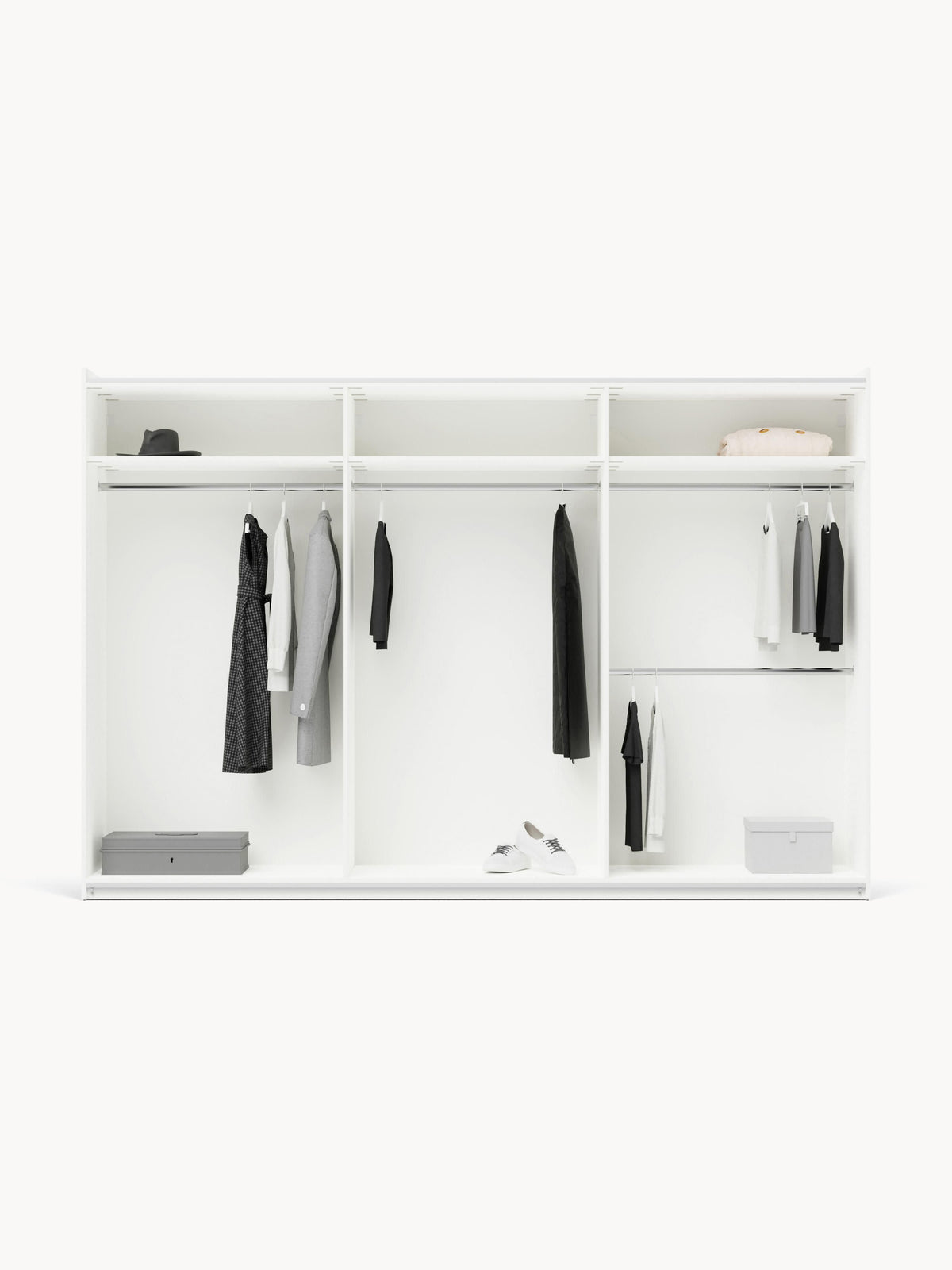 Simonetta Modular Sliding-Door Wardrobe, 300 cm Wide, in Various Sizes