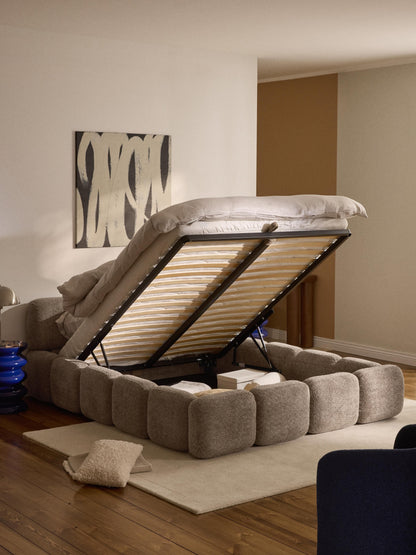 Taylira Upholstered Teddy Bouclé Bed with Storage