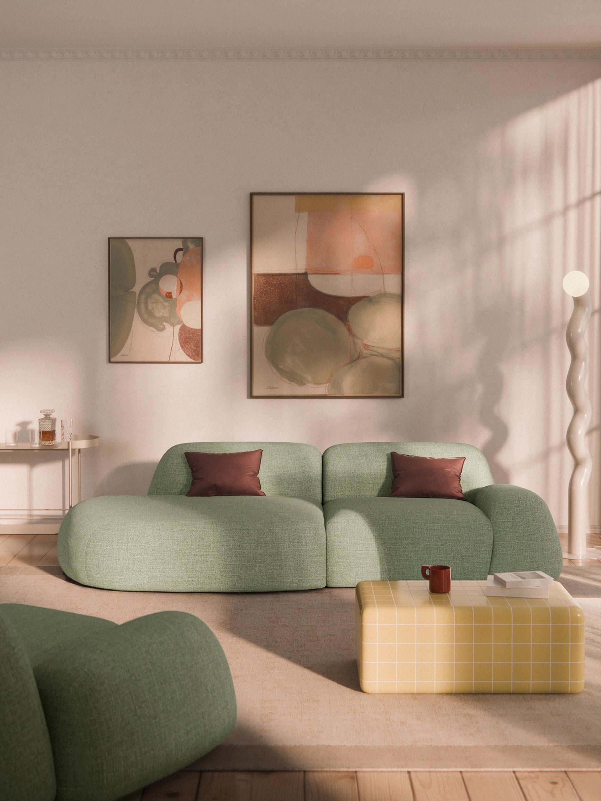 Wolena Modular Bouclé Chaise (3-Seater)
