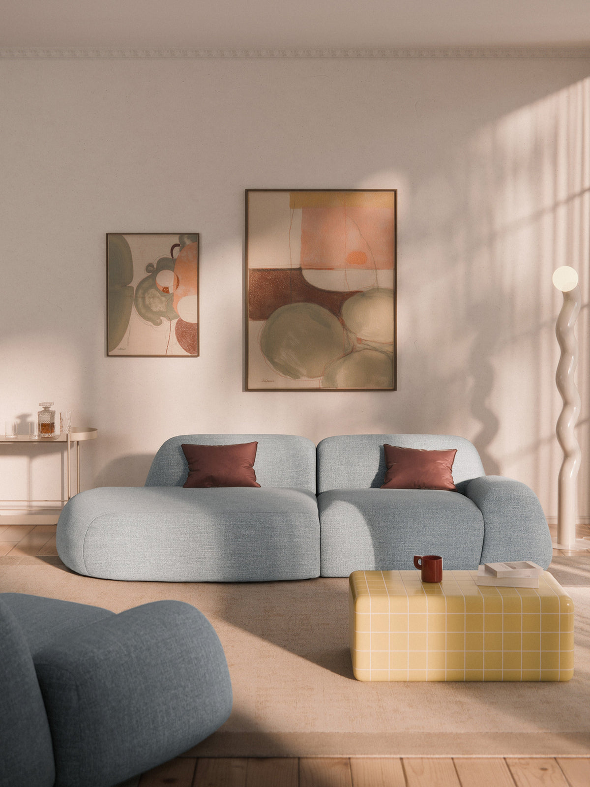 Wolena Modular Bouclé Chaise (3-Seater)