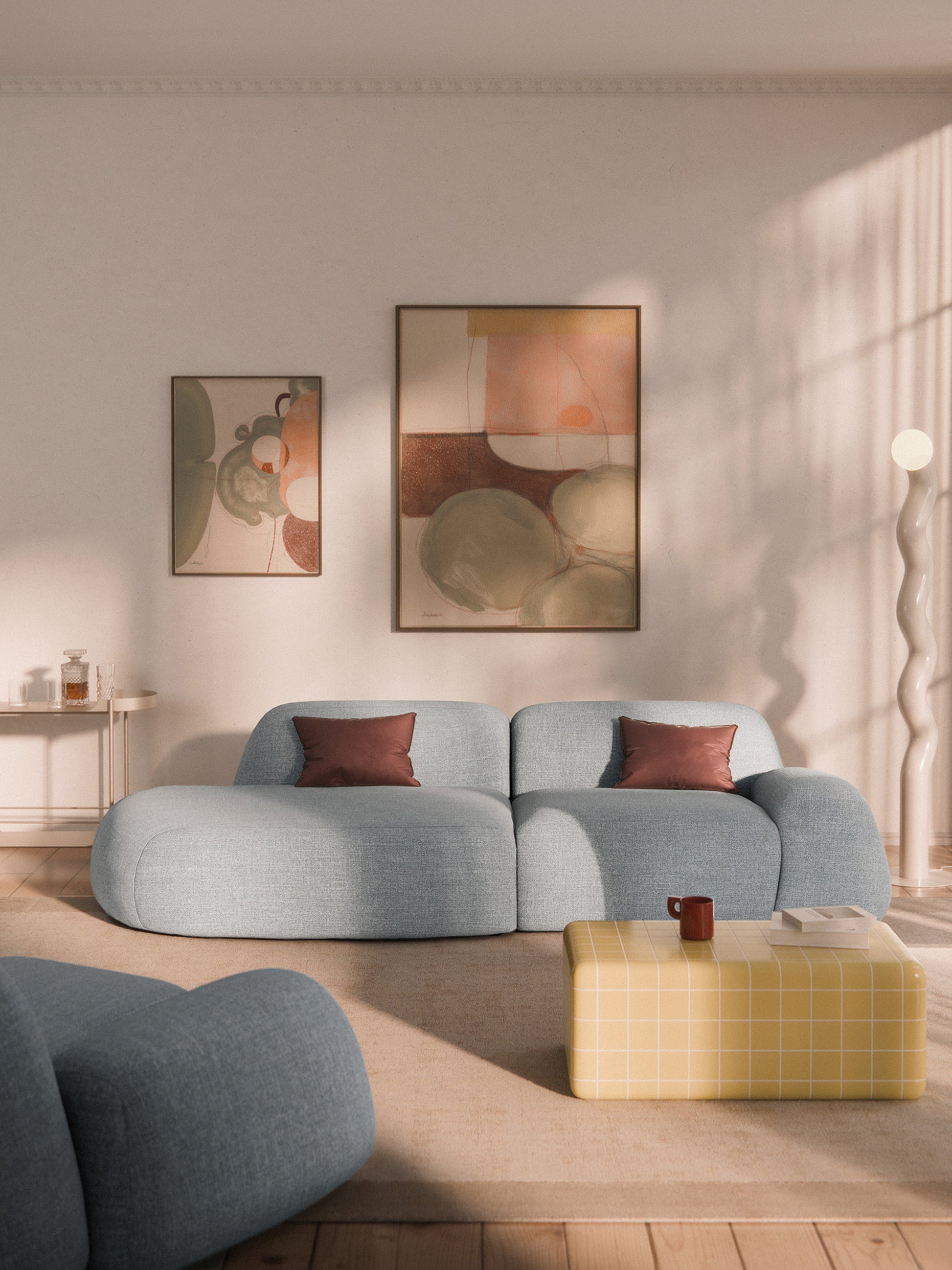 Wolena Modular Bouclé Chaise (3-Seater)