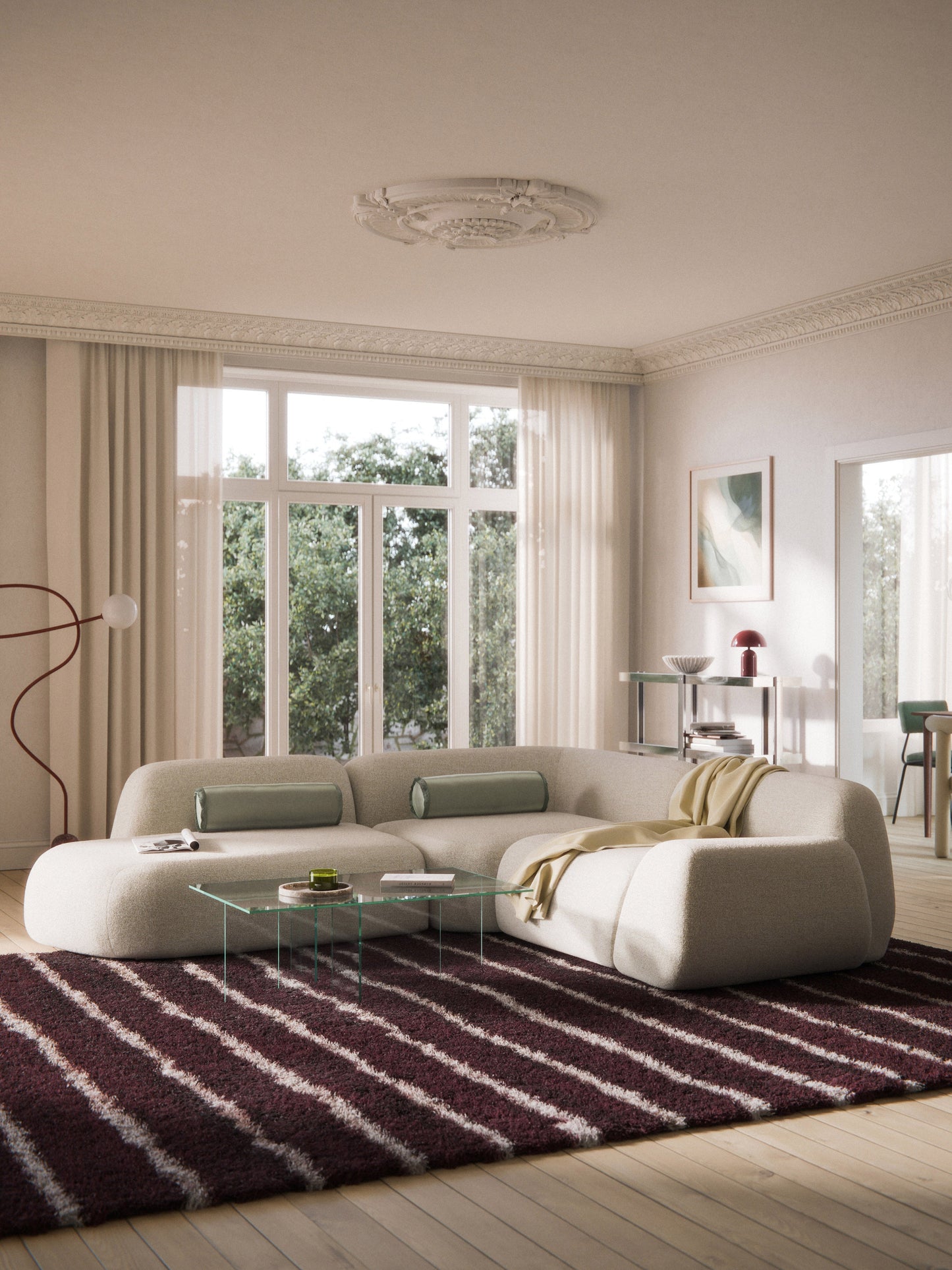 Wolena Modular Bouclé Corner Sofa with Chaise Longue (4-Seater)
