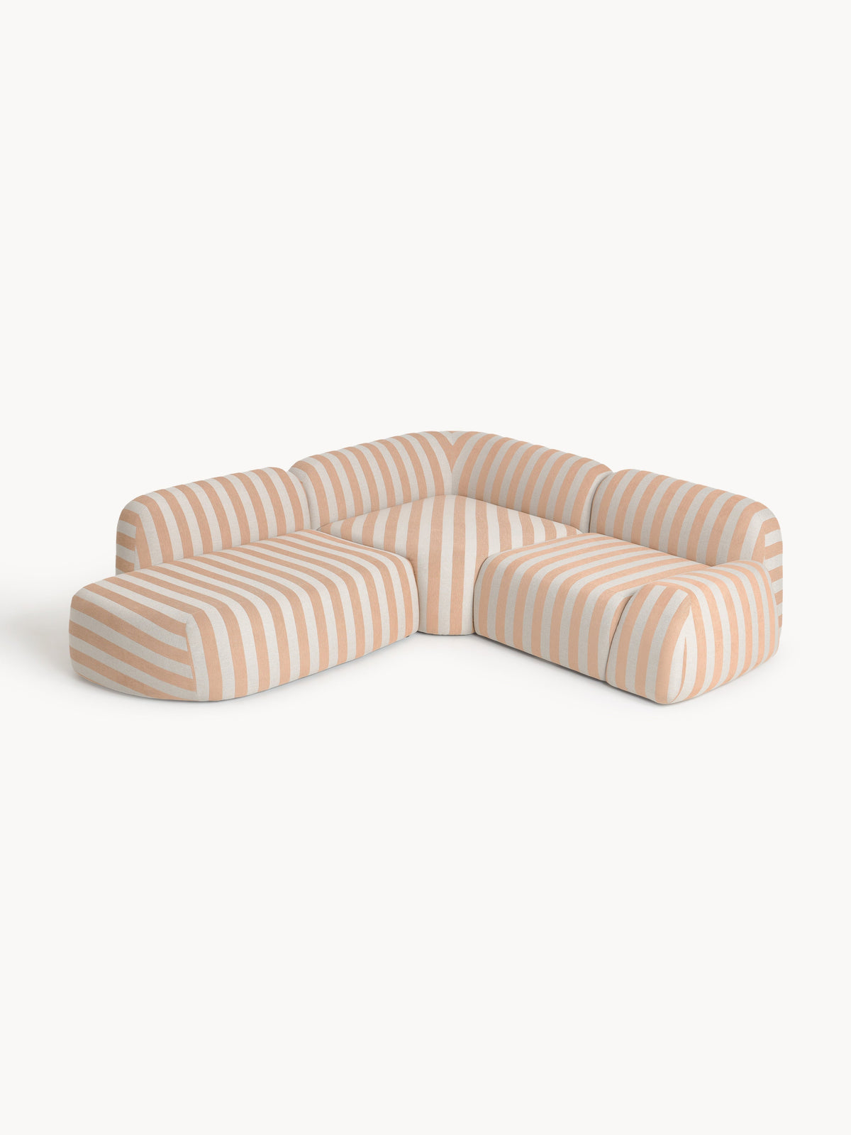 Wolena Modular Striped Corner Sofa (4-Seater) with Chaise Longue