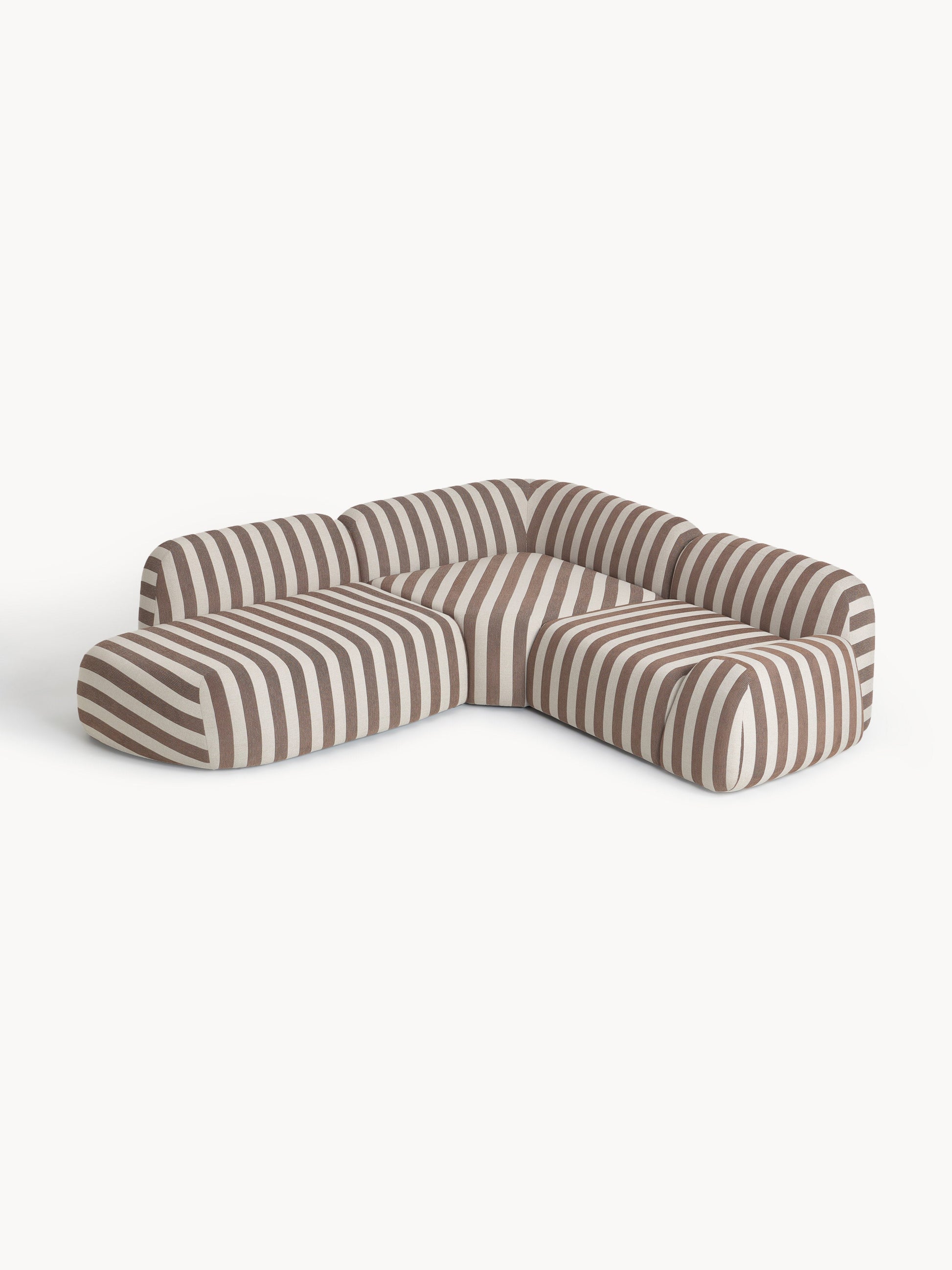 Wolena Modular Striped Corner Sofa (4-Seater) with Chaise Longue
